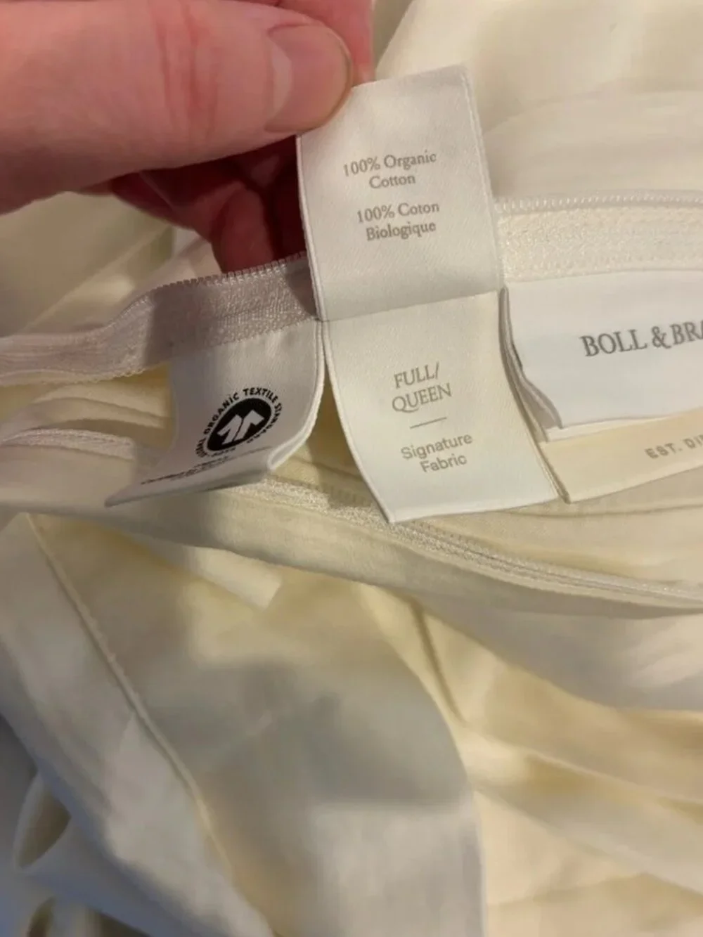 Boll & Branch Signature Hemmed Organic Cotton CREAM KING Duvet Cover Set. 2 Sham